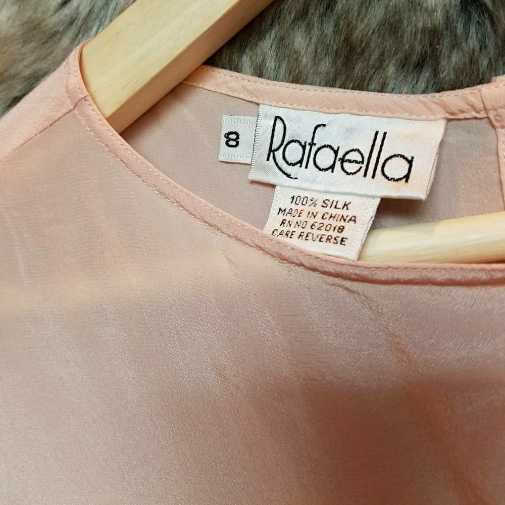 Vintage pink 100% silk Rafaella blouse with suit